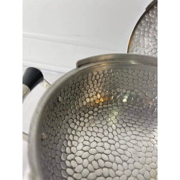 Vintage 1950s Hammered Aluminum Casserole Dish with Lid - Picture 5 of 11